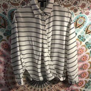 Stripped surplice hem chiffon shirt